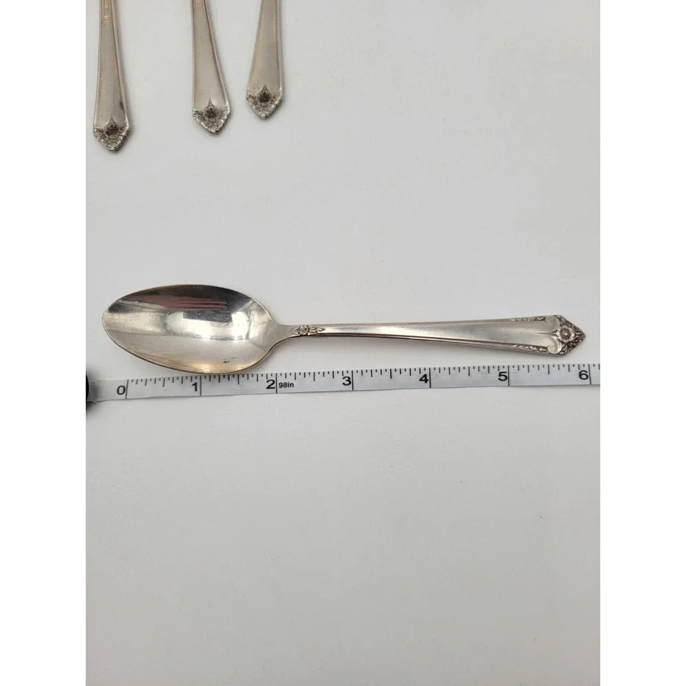 Rogers & Bro silverplate flatware Starlight 5 Teaspoons 1950's Vtg Tea Spoons
